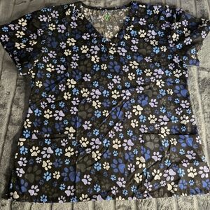 Paw Print Women's Top - Black and Blue